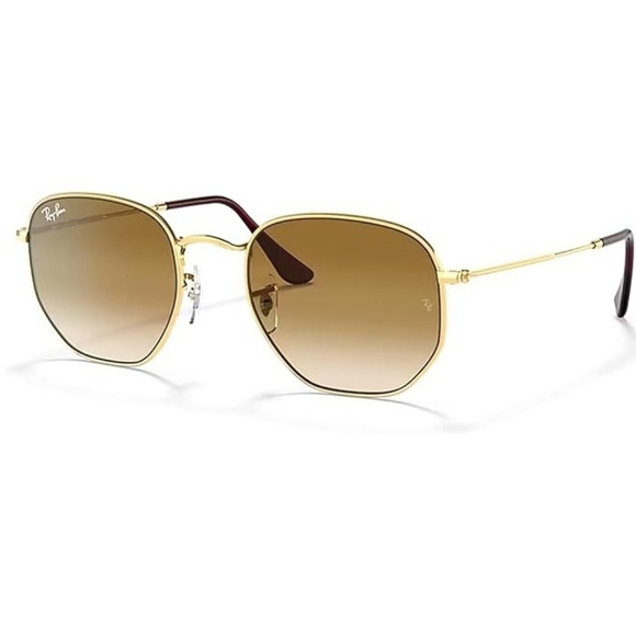 RayBan Hexagonal Gradient Brown Lenses RB3548N Gold Frame Men & Women - Picture 9 of 16